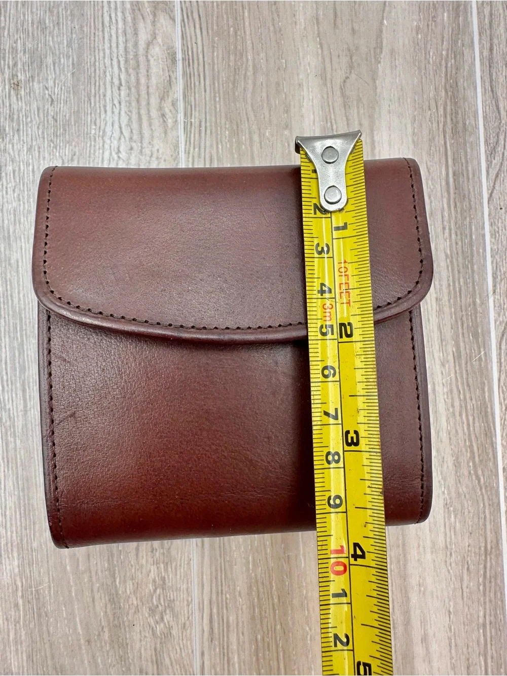 Vintage COACH Brown Leather Trifold Kiss-Lock Wallet Coin Purse 1995